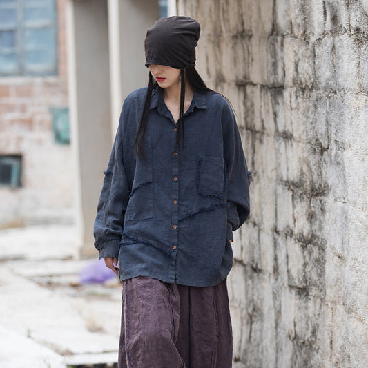 Women's Loose Patchwork Irregular Shirt