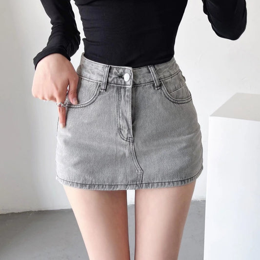 Sheath Ultra Short Denim Skirted Leggings Anti-exposure Underpants Denim European And American