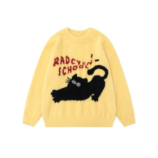 Winter Real Shot American Sweet Girl Loose Furry Pullover Sweater