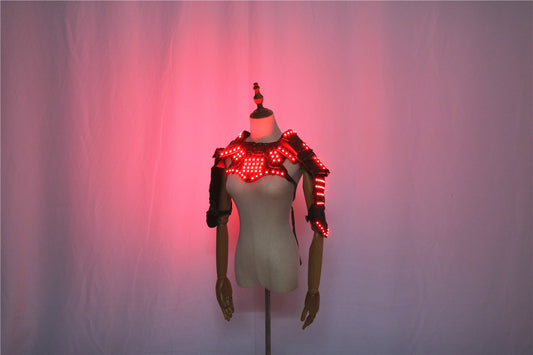 Glowing LED Clothes Armor Shawl PU Leather