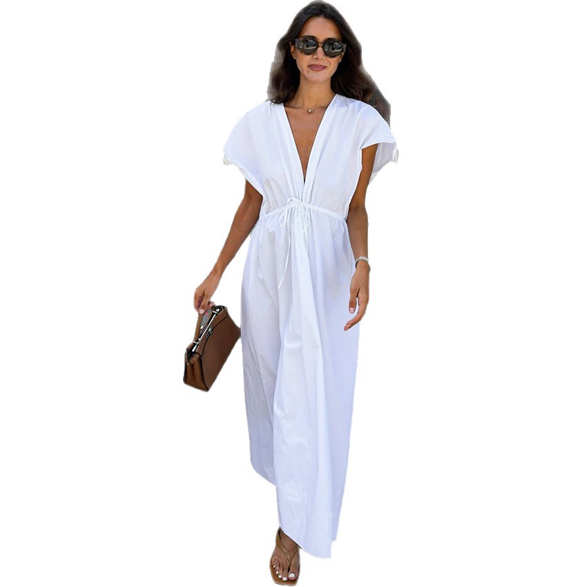 Fashionable Slim-fit V-neck A-line Versatile Dress For Women