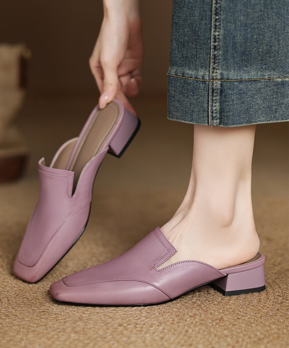 Flat, Outerwear-friendly 3cm-heeled Mule Shoes With A Chic Square Toe