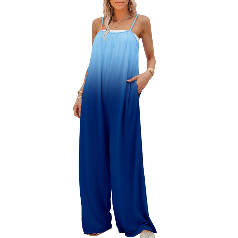 European And American Women's Plus Size Casual Loose Sleeveless High Waist Jumpsuit