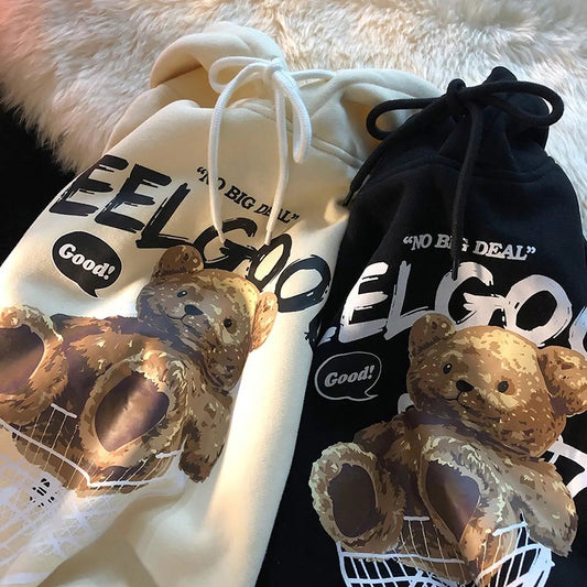 Women's Fleece Thickened Casual Loose Bear Hooded Sweater