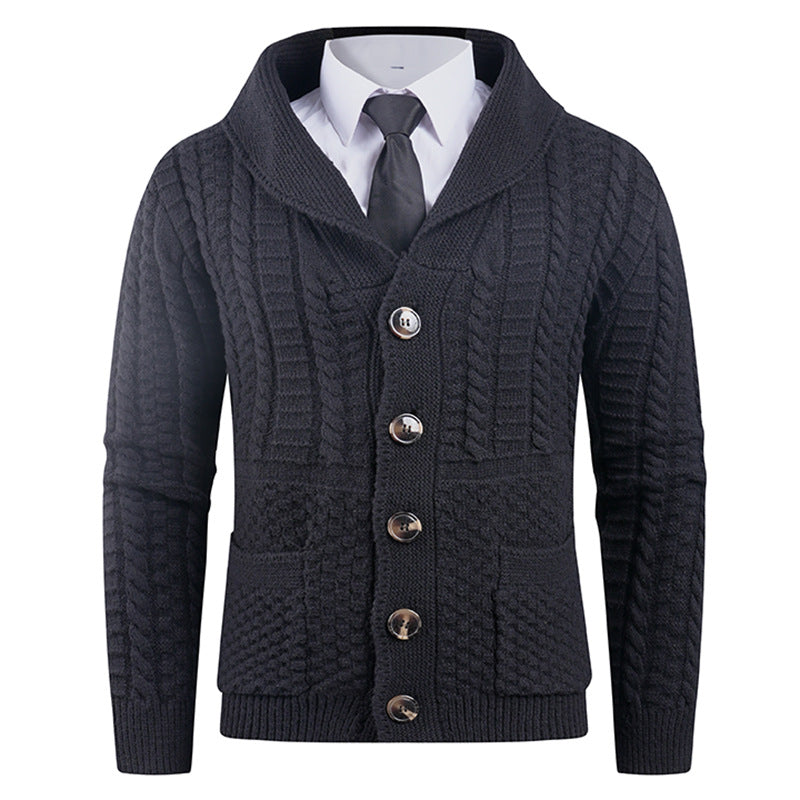 Ny herre cardigan sweaterfrakke med lange ærmer i plus size