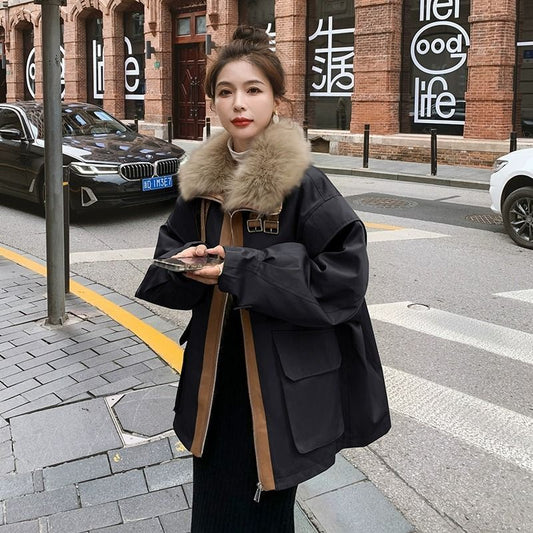 High-grade Fur-integrated Parka Cotton-padded Jacket