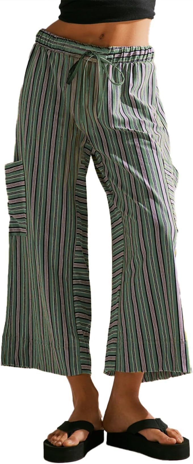Summer Stripes Straight-leg Pants Women's Clothing
