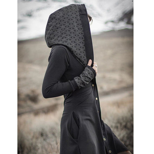 Temperament Commuter Black Slim Cape Jacket