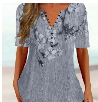 Loose Fitting V Neck Pullover Short Sleeve T Shirt