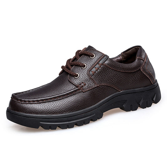 Outdoor Leather Shoes Low-cut Lace-up Casual Shoes Cowhide Work Boots