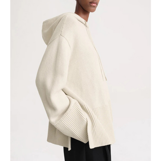 Hooded Knit Sweater For Women Loose-fitting Laid-back Style