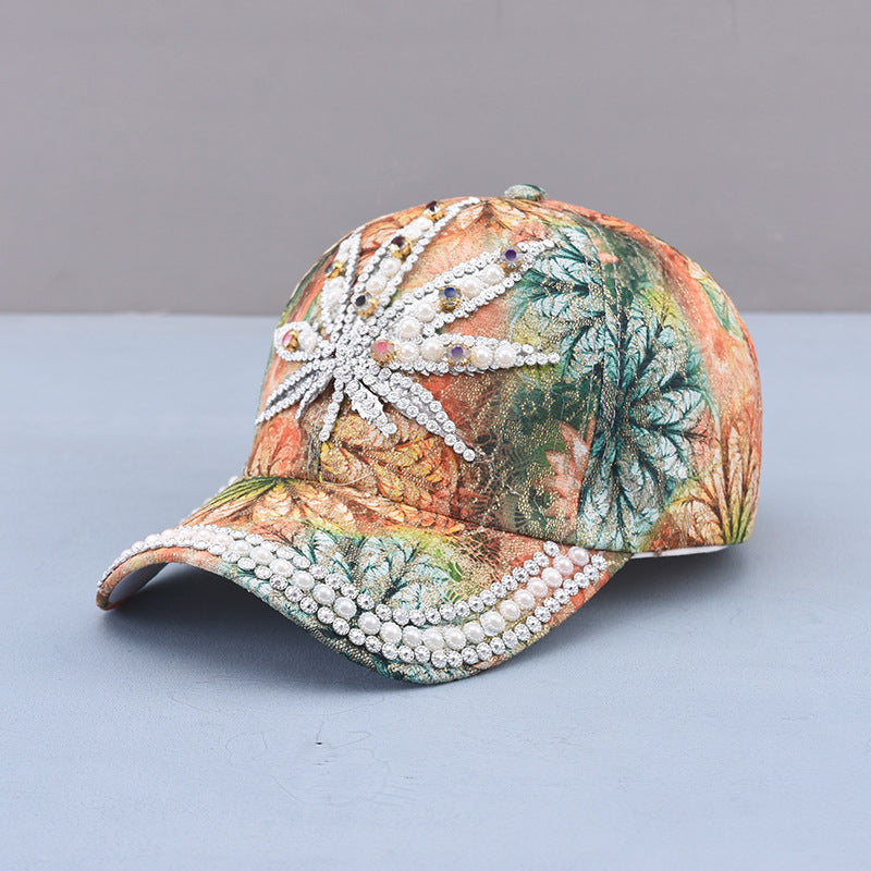 Outdoor Colorful Handmade Pearl Baseball Hat