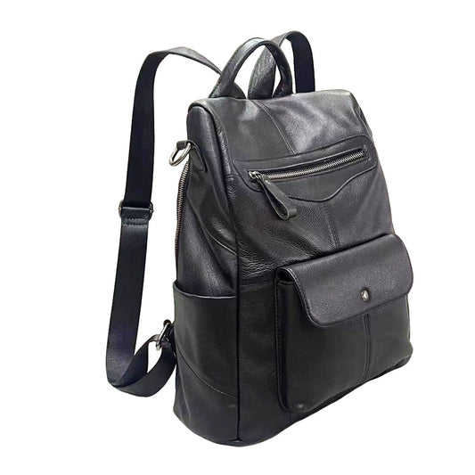 Black First Layer Cowhide Women's Backpack Trendy Fashion