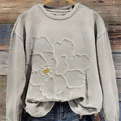 Dame Casual Mode Trykt Langærmet Rundhals Sweatshirt