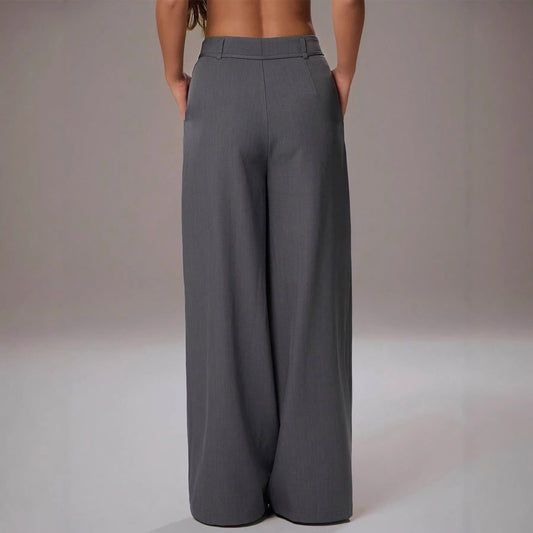 Draped Wide Leg Womens Casual Trousers