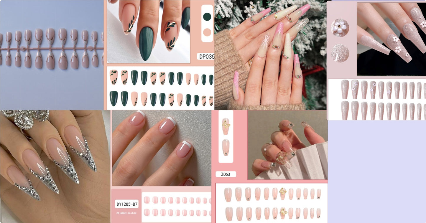 Wearable French-style Snowflake Fake Nail Tip