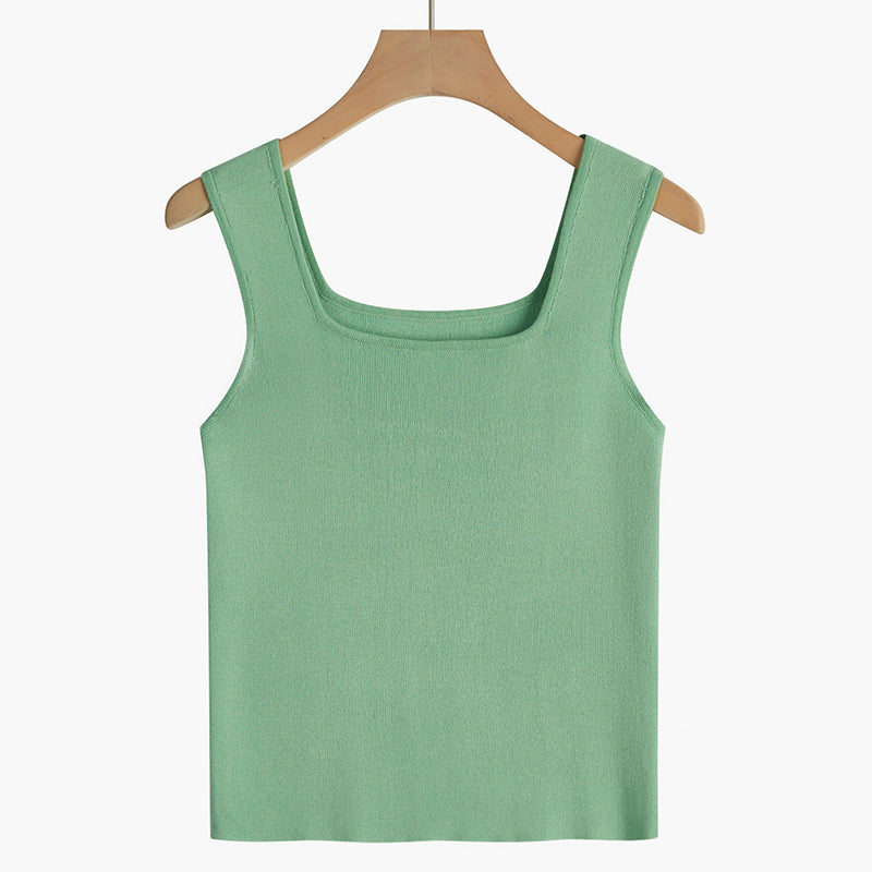 Square Neck Camisole Women's Suit With Sleeveless Short Top