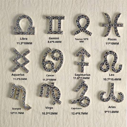 Twelve Zodiac Nail Art Accessories Alloy Inlaid Diamonds