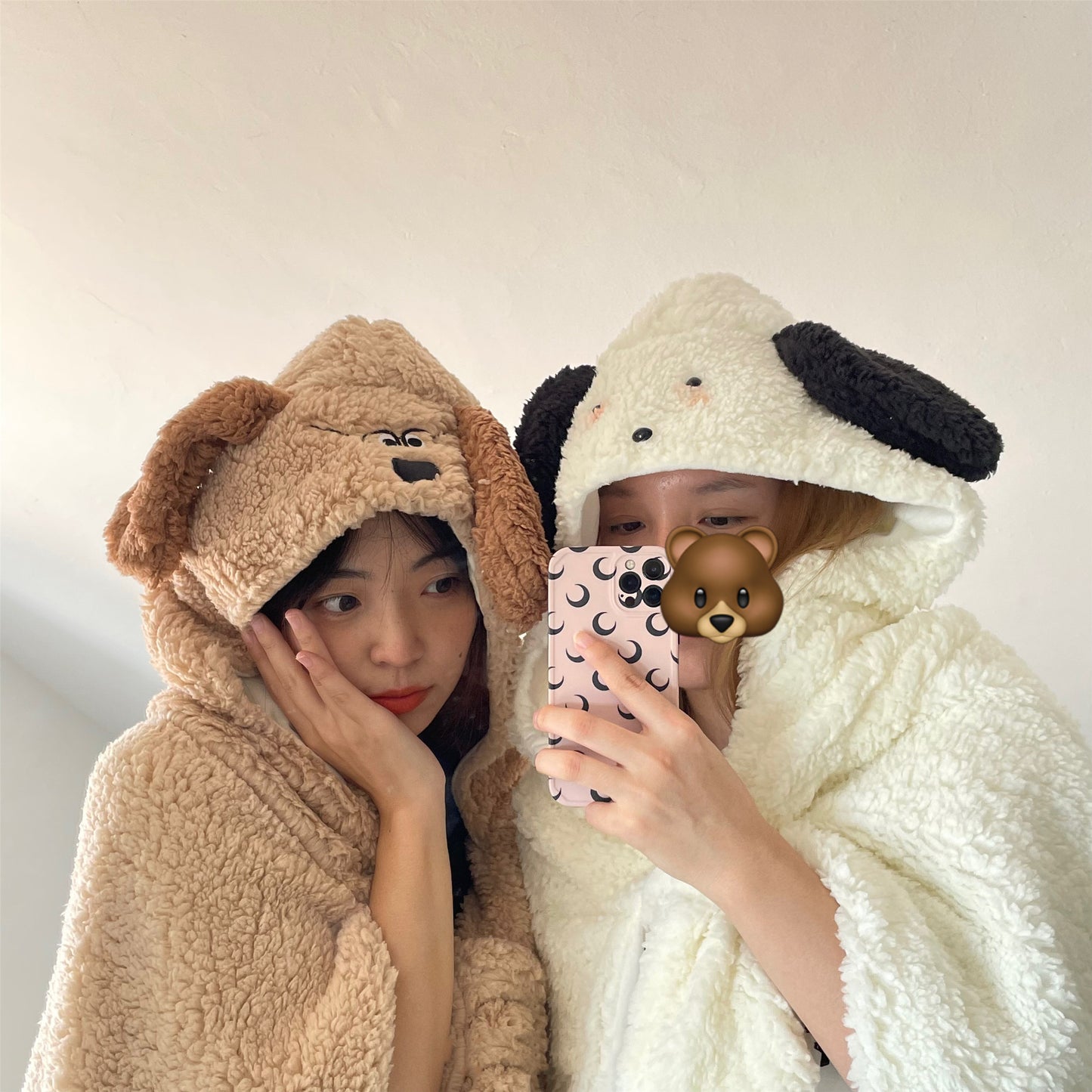Cartoon Bear Plush Thick Warm Shawl