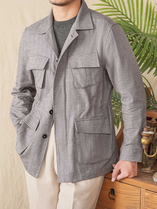 Coat Short Herringbone Casual Retro Breathable Jacket