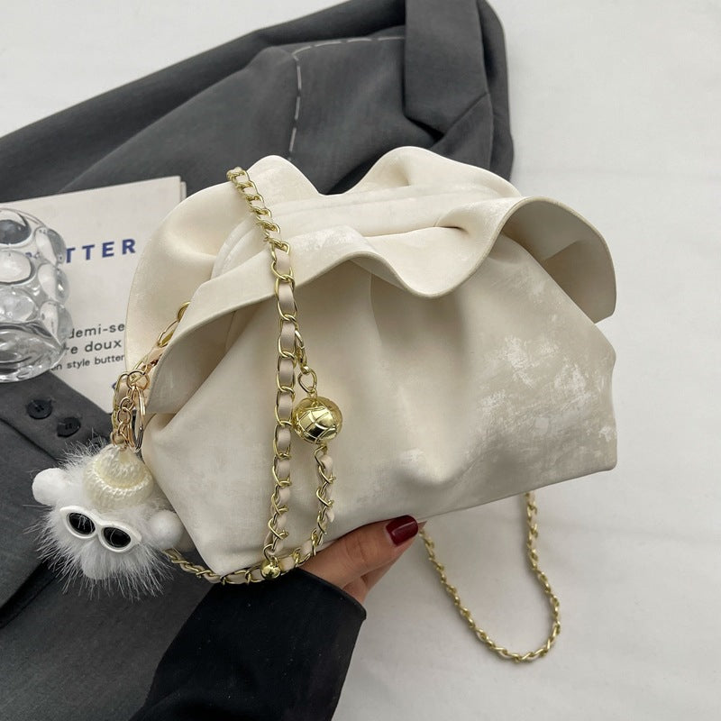 Cloud Trendy Pleated Chain Bag Clip Mouth Shoulder Messenger Bag Underarm Women's