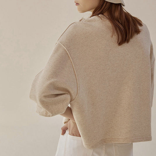 Løs Kortærmet Lanternærme Sammenføjning Pullover Damesweater
