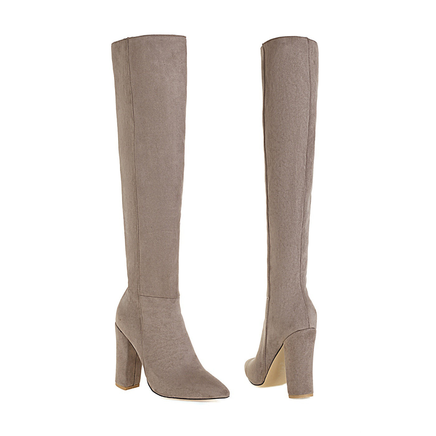 Mid-heel Round Toe Size Suede Knee-length Women's Boots