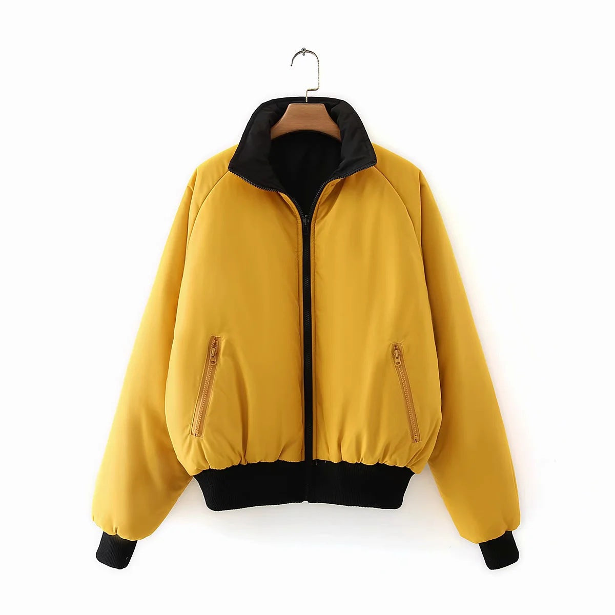 Double-sided Wear Loose Color Matching Stand-up Collar Jacket