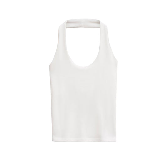 Fashion Hanging Collar Slim Fit Backless All-matching Top