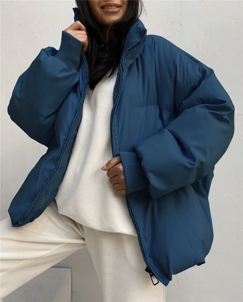 Thickened Cotton-padded Puffer Coat For Warmth In Fall And Winter