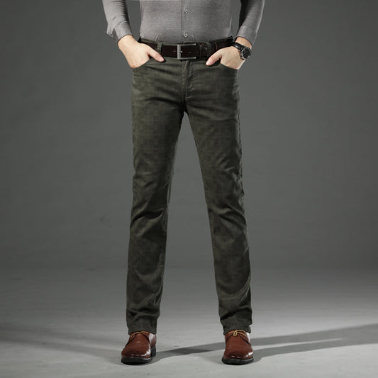 Slim Fit Cotton British Plaid Trousers