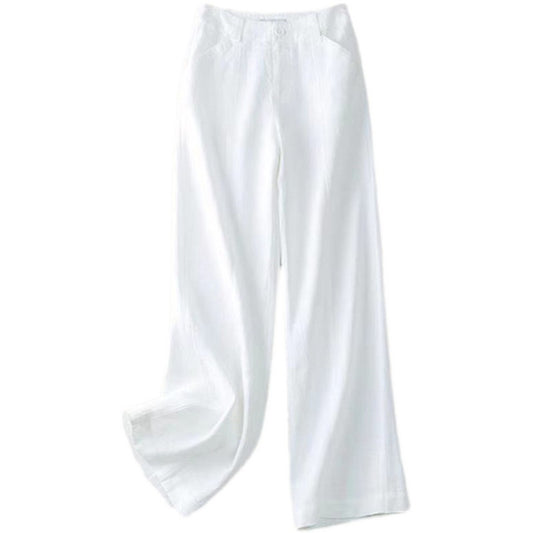 Summer Cotton Linen Wide Leg Pants Loose Women's Wear Drape