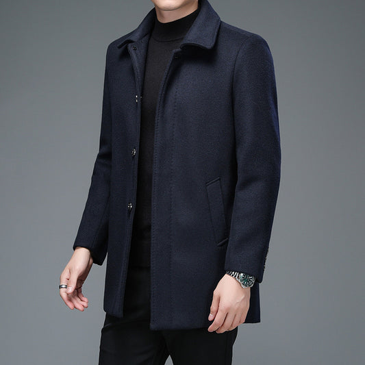 Trenchcoat Mellemlang Langærmet Revers Koreansk Stil Fritidsjakke