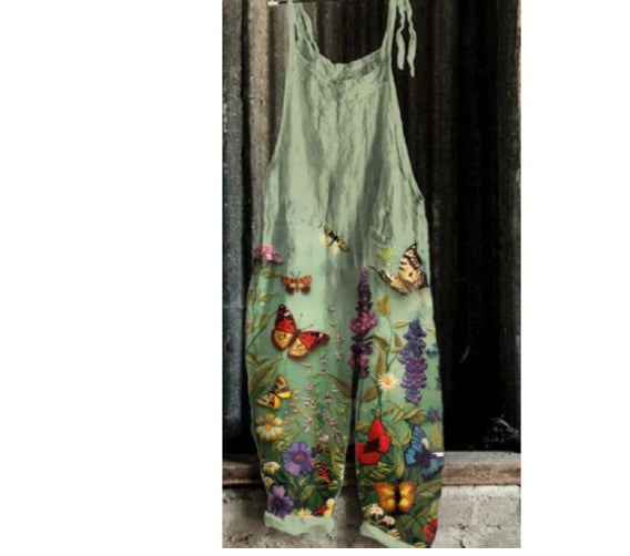 Printed Retro Wide-leg Women's Jumpsuit