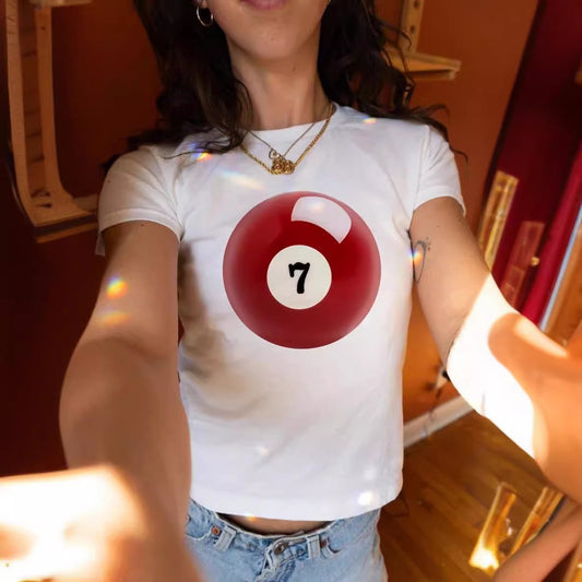 Round Neck T-shirt All-match Letters Printed Midriff-baring Short Sleeve