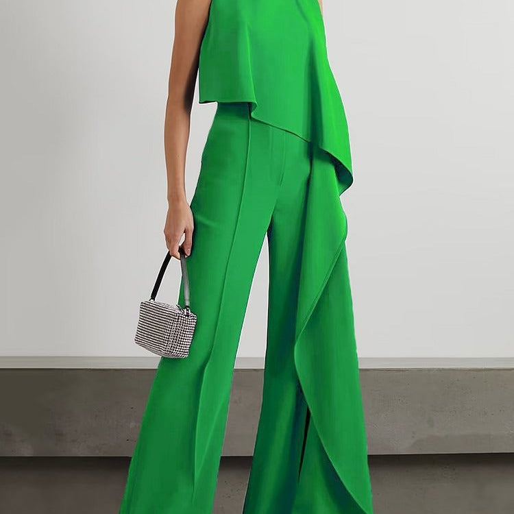 Ensfarvet Moderne Jumpsuit med Lynlås til Kvinder