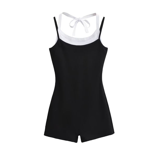 Womens Faux Two-piece Cami Bodysuit That Sculpts The Body And Creates A Slimming Look