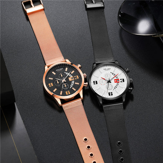 Fashion Three-eye Digital Men's Watch With Calendar