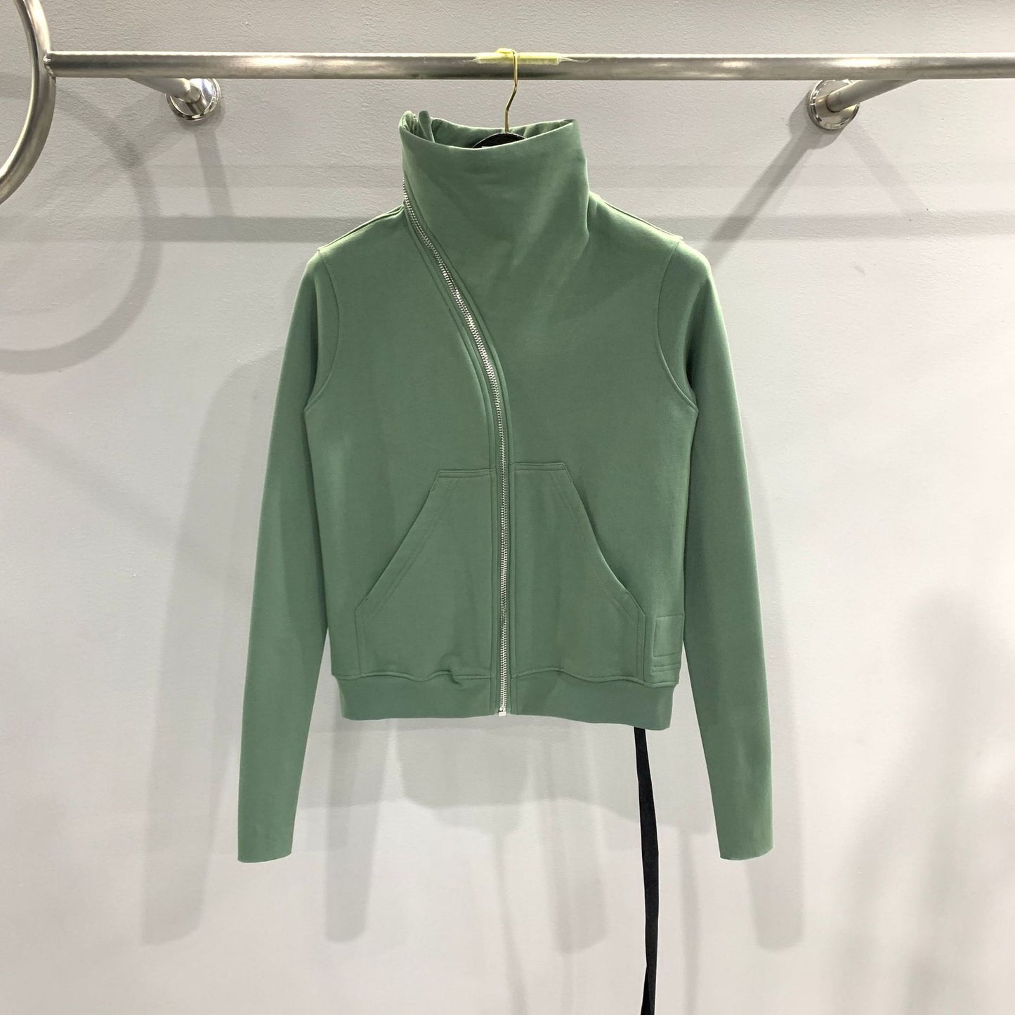 Women's Dark Style Oblique Zipper Turtleneck Cotton Brushed Sweater Coat