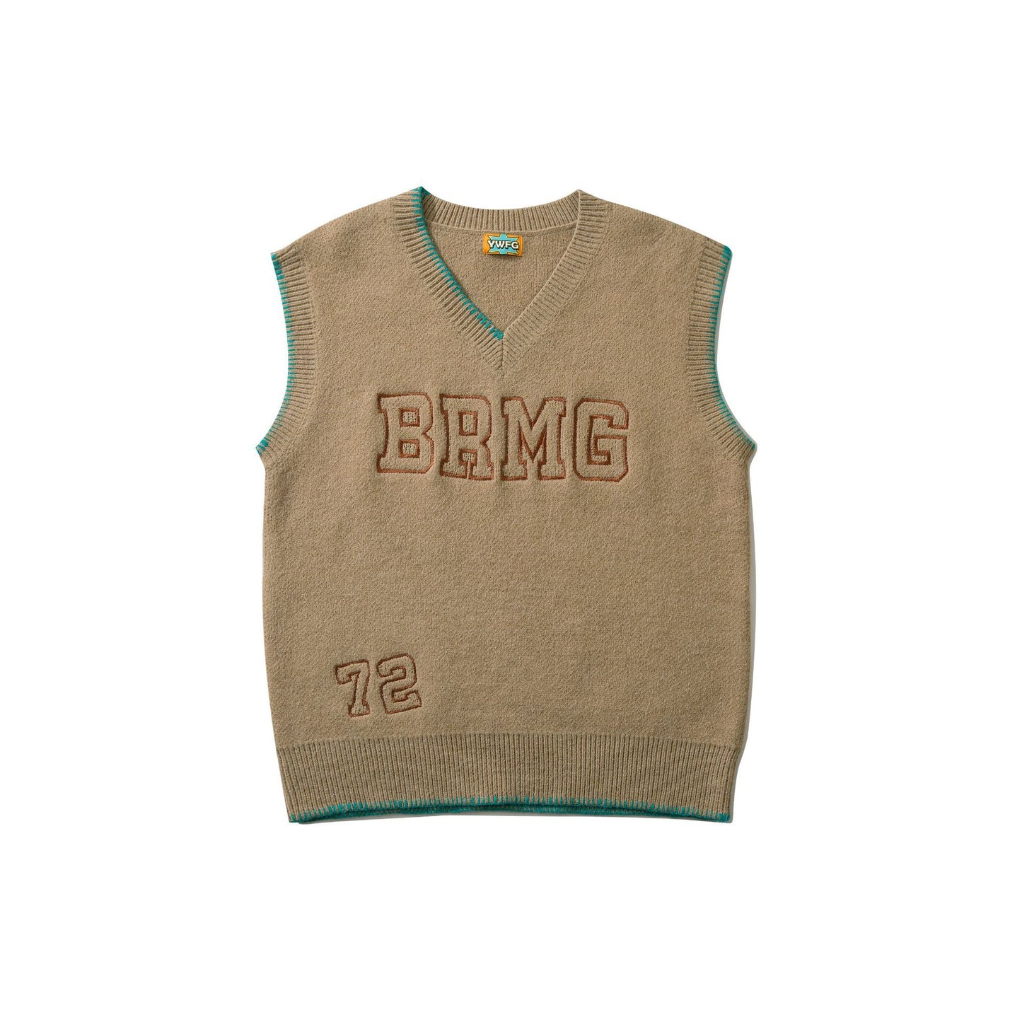 Embroidered V-neck Loose Vest Sweater For Men