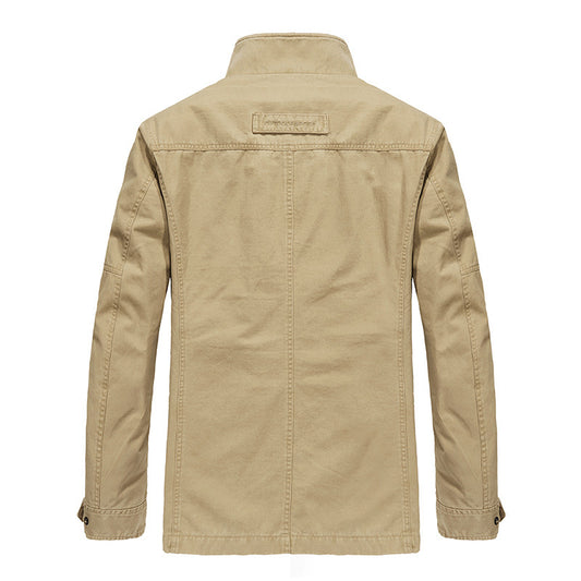 Men's Mid-length Loose Cotton Washed Long-sleeved Jacket