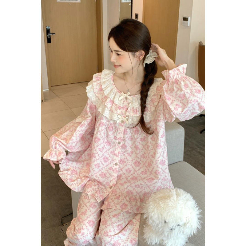 Romantic Floral Loungewear Set For All Four Seasonsloose-fitting And Super Comfortable