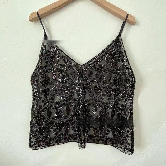 Niche Women's Heavy Embroidery Sequins Beaded Sling