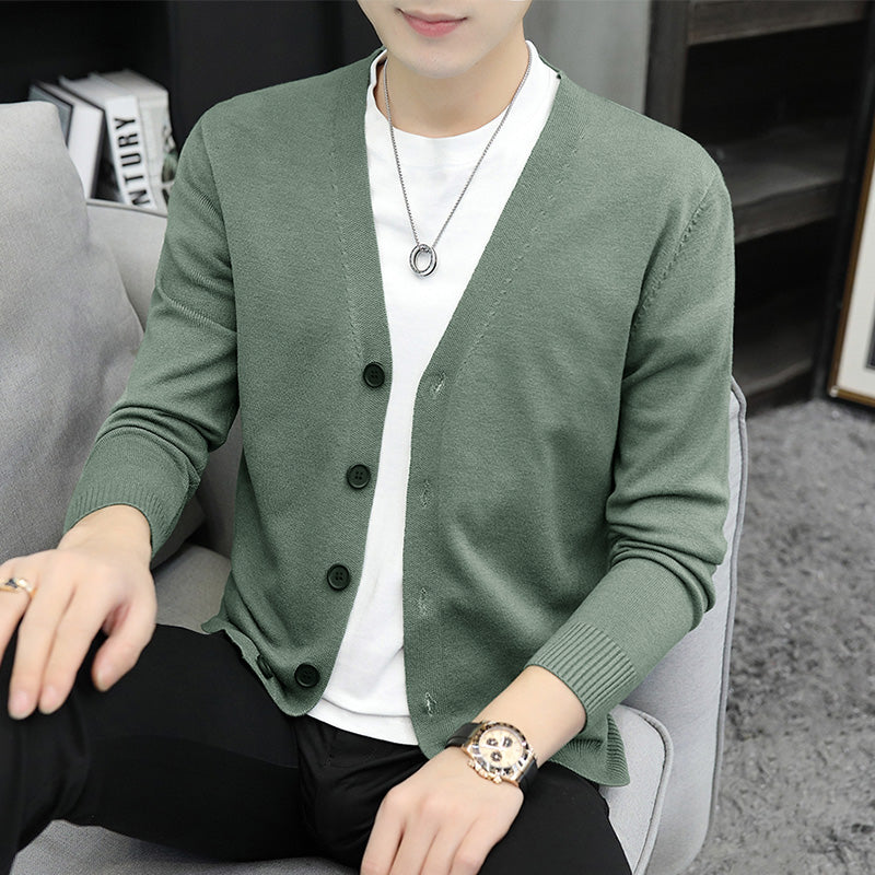 Men's Knitted Cardigan V-neck Sweater Coat