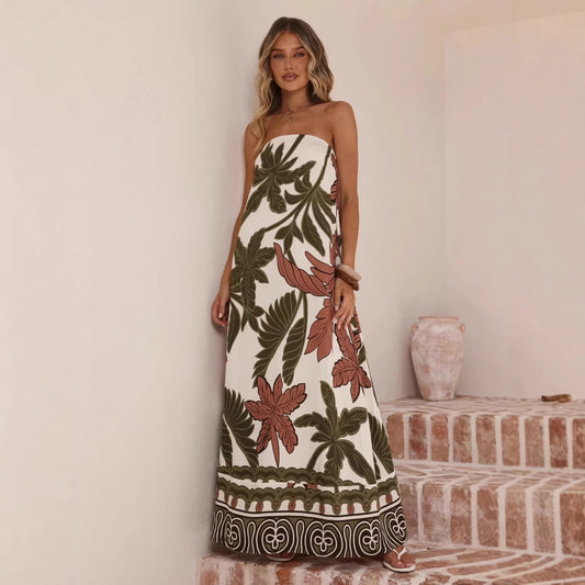 Summer New Arrival Printed Tube Dress