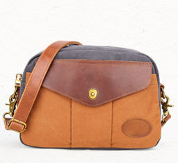Farveblokket Retro Lærred Skuldertaske/Crossbody-taske