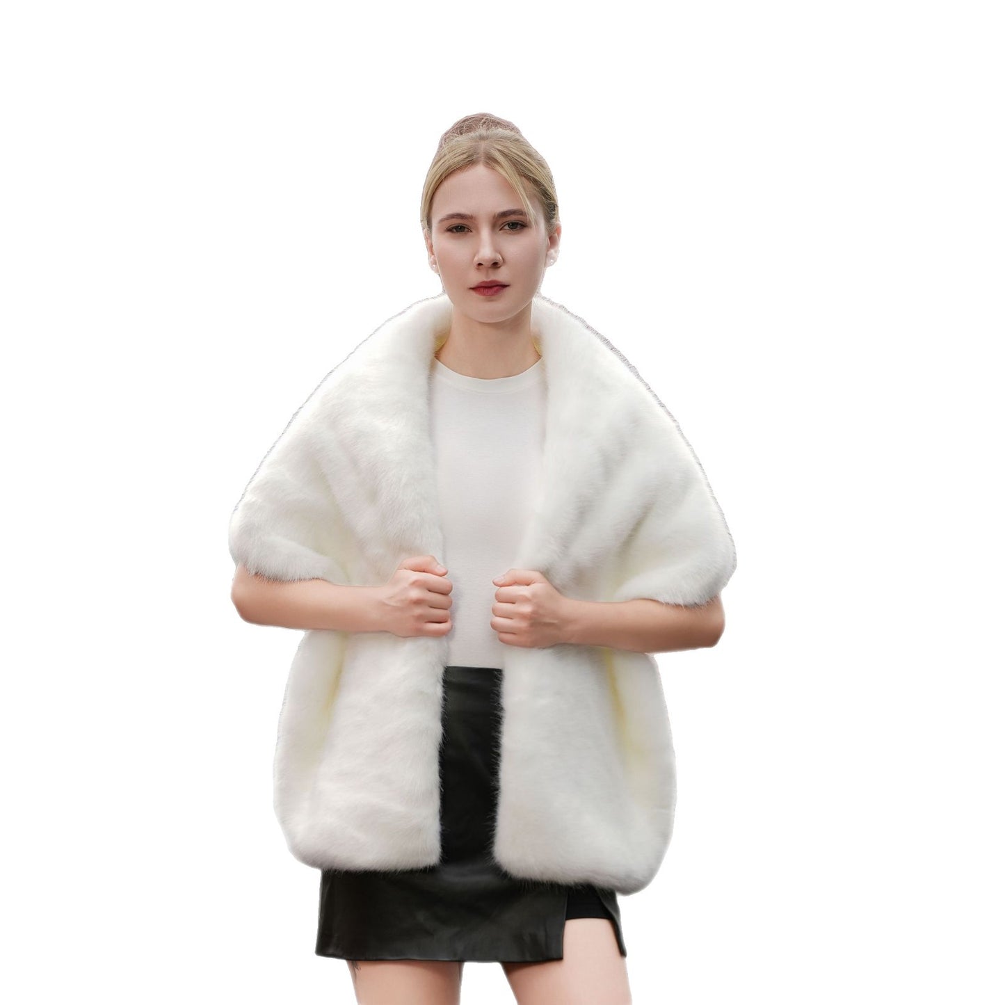 Fur Shawl Dress Warm Faux Fur Coat