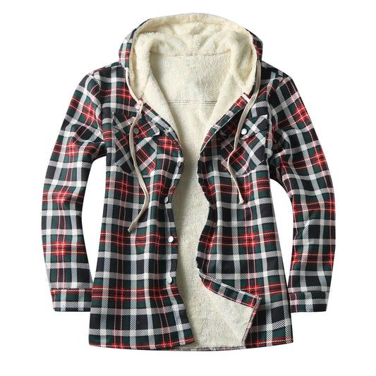 Men's Hooded Fleece-lined Shirt Coat