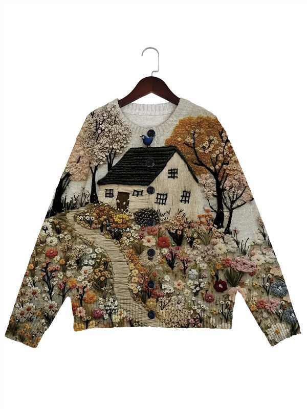 Farveprintet let og gennemsigtig sweater