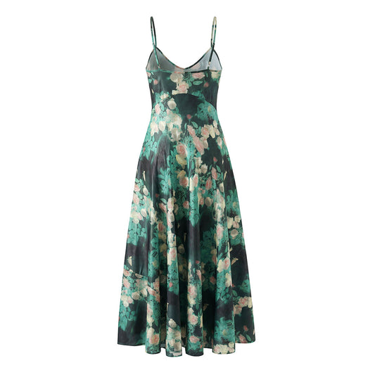 Slimming Crying Rose Printed Dress